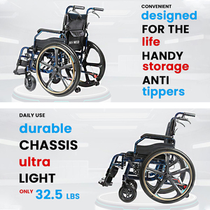 KSM-201P Lightweight Aluminium Manual Wheelchair for Elderly Comfort Active with Durable Parking Function for Clinic Use - Product Image 2