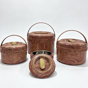 Lot de 4 boîtes repas isothermes portables en bois grainé, empilables, pour garder les aliments au chaud, ensemble chauffe-plats type Hot Pot - Product Image 5