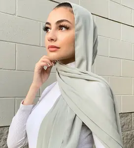 Georgette-chal de gasa plisado para mujer, chal musulmán, hijab
