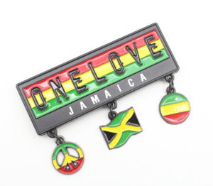 Aimant de réfrigérateur <span class=keywords><strong>en</strong></span> métal émaillé personnalisé, souvenir One Love de la Jamaïque, pour la décoration de la maison - Product Image 2