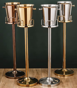 DEWEISI Seau à glace <span class=keywords><strong>5l</strong></span> avec support pour bar Fêtes Extérieur Seau à glace en acier inoxydable personnalisé - Product Image 1