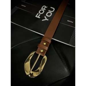 Cinturón Asimétrico para Mujer Fiori con Hebilla Dorada, Cinturón Casual de Cuero PU con Hebilla de Aleación, Talla Estándar - Product Image 2