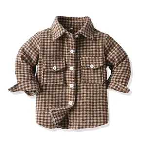 Ivy42209a 2023 Nieuwe Kinderen Winter Geruit Shirt Met Lange Mouwen Jongens Meisjes Allemaal Match Dikke Casual Top Shirts Flanellen Shackets