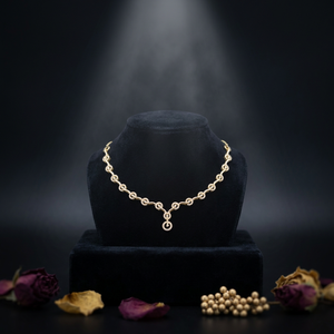 Stunning Lab Grown Diamond Filled Floral Wave Link <b>Statement</b> <b>Necklace</b> Brilliant Cut Clover Drop Pendant Pure Gold Jewelry - Product Image 1