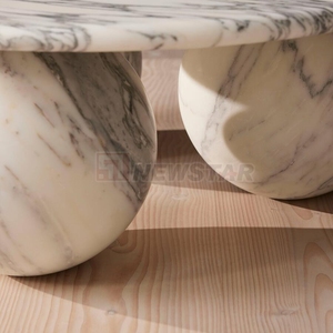 Table d'appoint en marbre blanc Arabescato Corchia de luxe Newstar, Italie, avec base ronde en marbre blanc et dessus en marbre à veines noires - Product Image 3