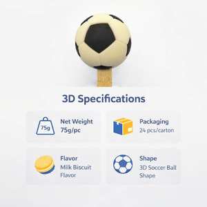 Glace en forme de ballon de football 3D Coupe du <span class=keywords><strong>Monde</strong></span>, saveur biscuit au lait, emballée individuellement et en sachet, dessert fantaisie - Product Image 6