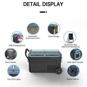 ثلاجة سيارة متنقلة متينة 38L 48L 58L، تعمل بجهد 12V 24V، فريزر كهربائي ومبرد بمنطقتين، تحكم عبر تطبيق بلوتوث - Product Image 3