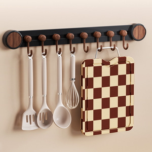Wall Mounted Kitchen <b>Hooks</b> With Suction Cup Adhesive Storage Rack For Spatula Spoon Organizer Rectangle Shape - Product Image 2