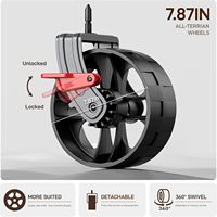 Chariot pliable avec freins, chariot de courses portable, rangement, OEM, tout-terrain, grandes roues pour le camping et la plage