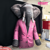 Figurine gonflable personnalisée en forme d'éléphant rose pour la promotion d'événements de marque, éléphant gonflable en costume de ballon pour accessoires de scène