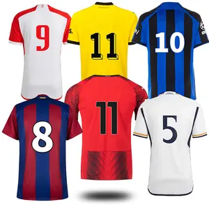 Maillot de football pour hommes à séchage rapide personnalisé en usine vêtements de football thaïlandais de haute qualité uniformes de club en gros en maillot bleu