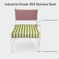 Fauteuil d'extérieur rayé couleur personnalisée, structure métallique antirouille, chaise de jardin de luxe pour terrasse de studio créatif
