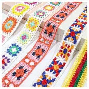 New design fancy crochet flower cotton lace trimming for clothing dress accessories