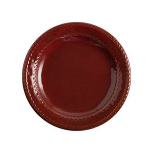 طبق مسطح أحمر على الطراز الياباني، طبق عشاء إبداعي للستيك، صحن سيراميك للفنادق والمطاعم، آمن للاستخدام في الميكروويف، طبق بتصميم عتيق - Product Image 5