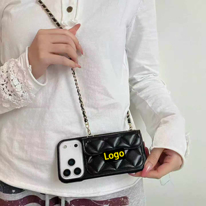 Funda de Lujo de Cuero Tipo Cartera Cruzada con Cordón para <span class=keywords><strong>iPhone</strong></span> 13 14 15 16 17 Pro Max, Soporte para Tarjetas y Cadena - Product Image 2