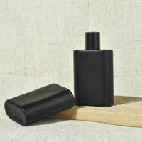 Flacon pulvérisateur de parfum noir mat, vente en gros directe usine, 15 flacons vides en verre rectangulaires à brume fine de 30 ml et 50 ml, impression sérigraphique