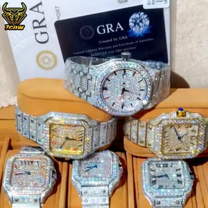 <span class=keywords><strong>Montre</strong></span> mécanique automatique de luxe incrustée de moissanite VVS, en acier inoxydable, style hip-hop, <span class=keywords><strong>montre</strong></span>-bijou, soldes de liquidation. - Product Image 3