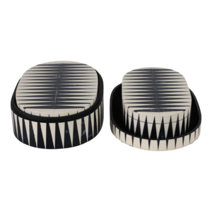 Set di Scatole Decorative Ovali a Scacchi in Resina e Legno con Coperchi per Gioielli e Arredamento Casa - Product Image 4