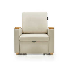 Sofá Cama para Habitación de Hospital Ke Ming, de Cuero, con Reposabrazos de Madera Maciza, Plegable, Multifuncional, para Adultos - Product Image 5