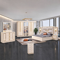 Nouvelle collection 2026 : Ensemble de mobilier de chambre de luxe super king size 5 pièces avec tête de lit miroir africain