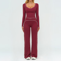 Stevig geborsteld ademend yogapak met dubbele bandjes High-end sport-fitnesskleding Hardlooptraining voor dames, 2-delig