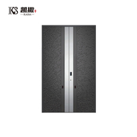 Porte extérieure moderne double en aluminium avec charnières dissimulées, haute sécurité, à rupture de pont thermique, ignifuge, anti-effraction, sur mesure, de luxe