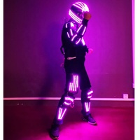 Hot LED Dance Tron Robot Costume Lumineux Hommes Vêtements RGB Stage Costume De Mode Halloween Accessoires
