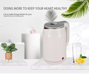 Bouilloire à double paroi blanche et grise de 2,3 L, intérieur en acier inoxydable, toucher froid, arrêt automatique et protection contre l'ébullition à sec, 360° °   Base, usine OEM - Product Image 6
