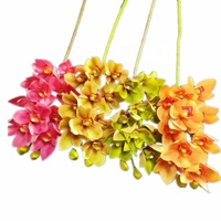 10-Head Kunstmatige Cymbidium Orchidee Bloem Tak Real Touch 3d Afdrukken Faux Bloemen Voor Kerst Terug School Chinees Nieuwjaar