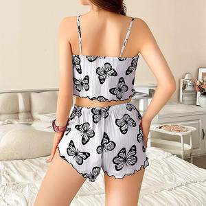 2025 nuevo pijama <span class=keywords><strong>de</strong></span> satén americano europeo para <span class=keywords><strong>Amazon</strong></span>, superventas, estampado <span class=keywords><strong>de</strong></span> mariposa, Sling, prendas <span class=keywords><strong>de</strong></span> vestir bonitas para <span class=keywords><strong>mujer</strong></span>, para el hogar, superventas - Product Image 4