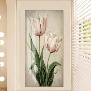 Decorazione della casa Poster arte da parete <span class=keywords><strong>con</strong></span> struttura in metallo fiore tulipano di cristallo di porcellana pittura di arte della parete pittura - Product Image 3