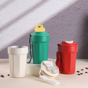 Double Walled Stainless Steel Vacuum Tumbler Insulated Coffee <b>Cup</b> Leakproof 2-in-1 <b>Straw</b> Spout Lid BPA Free 12-24hr Thermal - Product Image 1