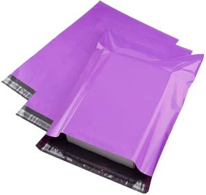Sac d'expédition en poly biodégradable violet personnalisé, résistant aux déchirures, avec fermeture adhésive forte, épaisseur 3 mil, pour l'emballage de vêtements - Product Image 1