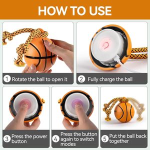 Игрушка для домашних животных: прочный мяч-игрушка для собак и кошек с автоматическим вращением и узлом-канатом, для игр в помещении и на улице - Product Image 6