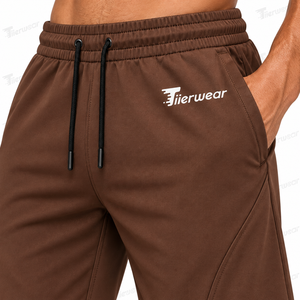 <b>Men's</b> <b>Brown</b> Bermuda <b>Shorts</b> Quick Dry Drawstring Waist Casual Solid Color Front Logo Pockets Knitted Sweat <b>Shorts</b> for <b>men</b> - Product Image 5