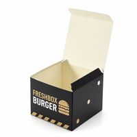 Boîte à hamburger sécurisée haut de gamme avec fermeture à crochet, idéale pour l'emballage de plats à emporter avec présentation personnalisée de la marque
