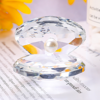 Boîte à bijoux en cristal K9 avec perle, boîte à bibelots en coquillage de cristal facetté pour cadeau de mariage, décoration de table à domicile, personnalisable