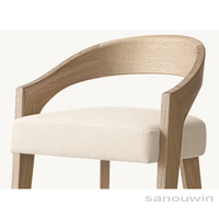 Tabouret de bar à manger en bois de chêne massif au design moderne Mobilier élégant avec dossier profilé en forme de ruban