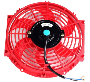 Rojo Universal 12V 10 pulgadas Ventilador Delgado Push Pull Radiador eléctrico Kit de montaje de refrigeración <span class=keywords><strong>E635</strong></span> - Product Image 2