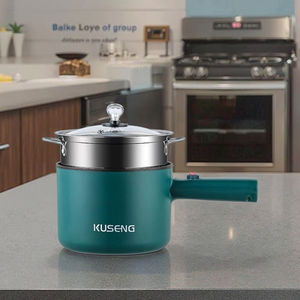 مقلاة كهربائية صغيرة متعددة الوظائف محمولة مع غطاء زجاجي، وعاء طهي كهربائي للمنزل مع طلاء غير لاصق - Product Image 1