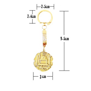 Porte-clés maçonnique en alliage de zinc avec motif en relief doré, accessoires exquis pour franc-maçon - Product Image 2