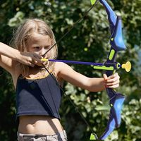 La Funcosa Ensemble de tir à l'arc pour enfants, lot de 2, avec 14 flèches à ventouse et cibles lumineuses pour jeux en plein air