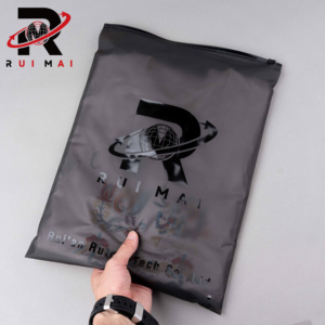 Free Sample Custom Printing Resealable Self Zip Lock Cloth Packaging Plastic Black Matte Frosted Slider Zipper <strong>Bag</strong> With Own Logo - Product Image 2