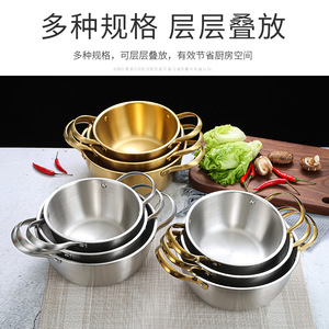 Stainless Steel Bowls Round Double Handle Stackable For Home Kitchen Use - Product Image 5