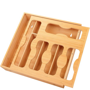 Bamboo Food Wrap <b>Storage</b> <b>Box</b> Wall Mounted Rectangle Solid Color Punch Free <b>Kitchen</b> Organizer - Product Image 5