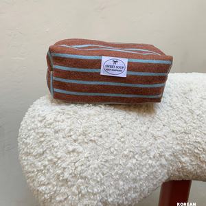 Bolsa de maquillaje de tela de rizo a rayas, bolsa absorbente de algodón puro para mujer, bolsas de viaje suaves y cómodas - Product Image 6