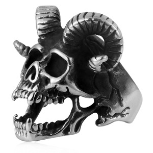 yunnique Skeleton Sheep Head <b>Titanium</b> Steel <b>Ring</b> Men's Fashion Jewelry Gift - Product Image 1