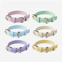 Collier pour chien en cuir microfibre avec décor de marguerites, réglable, couleur pastel douce, avec boucle en métal pour chiens et chats de petite taille