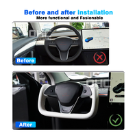 Volant en cuir microfibre noir/blanc avec chauffage pour Tesla Model 3 Model Y 2017-2023, expédié depuis notre entrepôt aux États-Unis