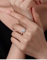Bague en Argent Sterling 925 avec Moissanite VVS1 1 Carat, Diamant de Laboratoire Taille Sucre à Quatre Griffes, Vente Directe Usine, Personnalisable